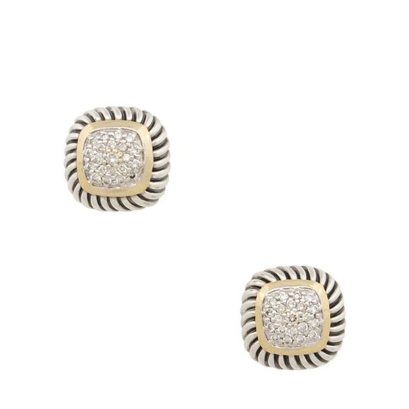 David Yurman Jewelry - David Yurman Sterling Silver 18k Gold Diamond Pave 7mm Albion Earrings